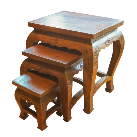 Hand-Carved Nesting Tables